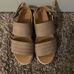 beige platform sandals!